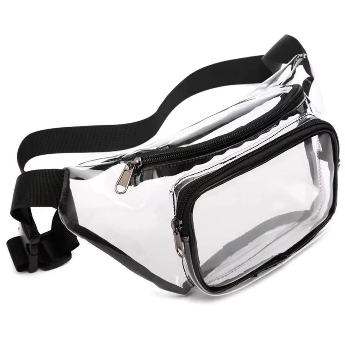 

See-Through Plastic Crossbody Waist Bag Lightweight Clear Bum Bag for Daily Commute Sports Outdoor Activities