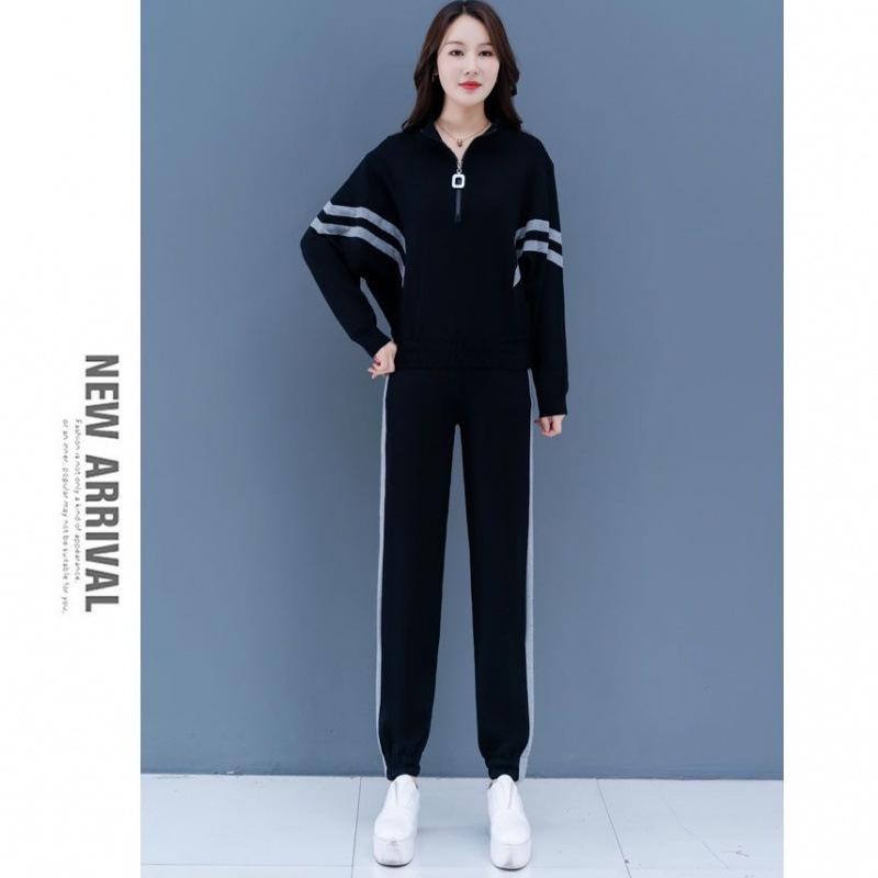 Women's Plus Size Stylish Hoodie Suit: Spring/Autumn Two-Piece Set, Loose & Slimming, Tummy Covering, Perfect for Running & Casual Wear