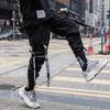 Summer Hip-Hop Men's Trendy Ribbon Overalls: Korean-Style Nine-Point Thin Pants