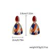 Vintage Burgundy Enamel Square Stud Earrings for Women Girls Gold Color Metal Imitation Pearl Flower Earring Party Jewelry