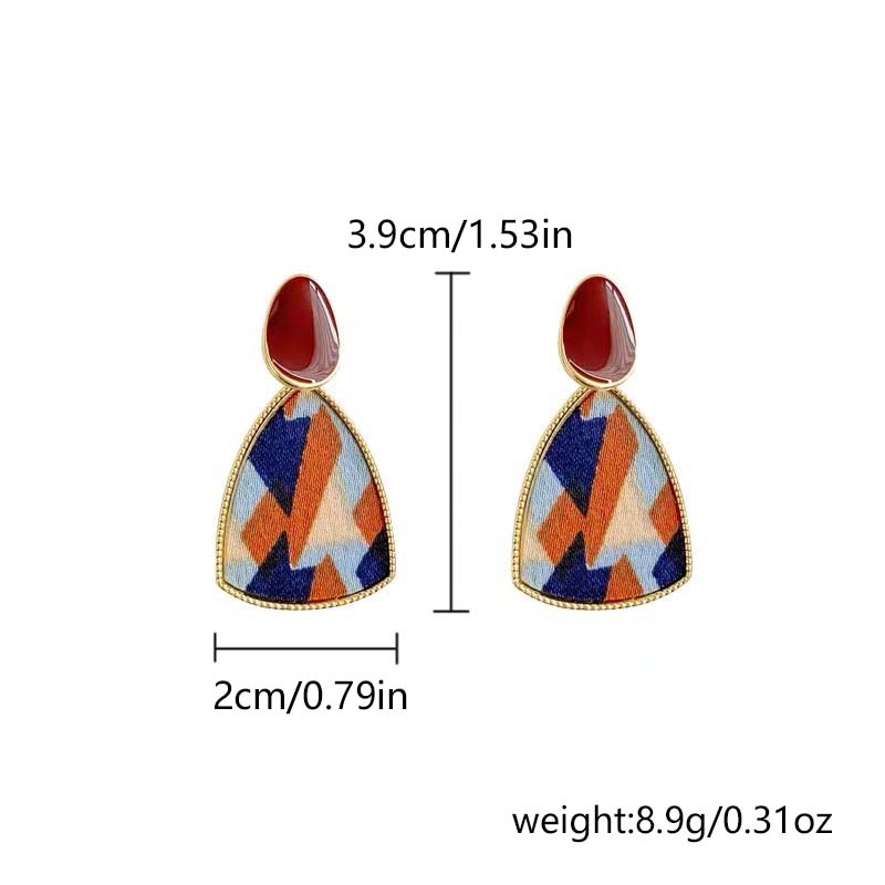 Vintage Burgundy Enamel Square Stud Earrings for Women Girls Gold Color Metal Imitation Pearl Flower Earring Party Jewelry