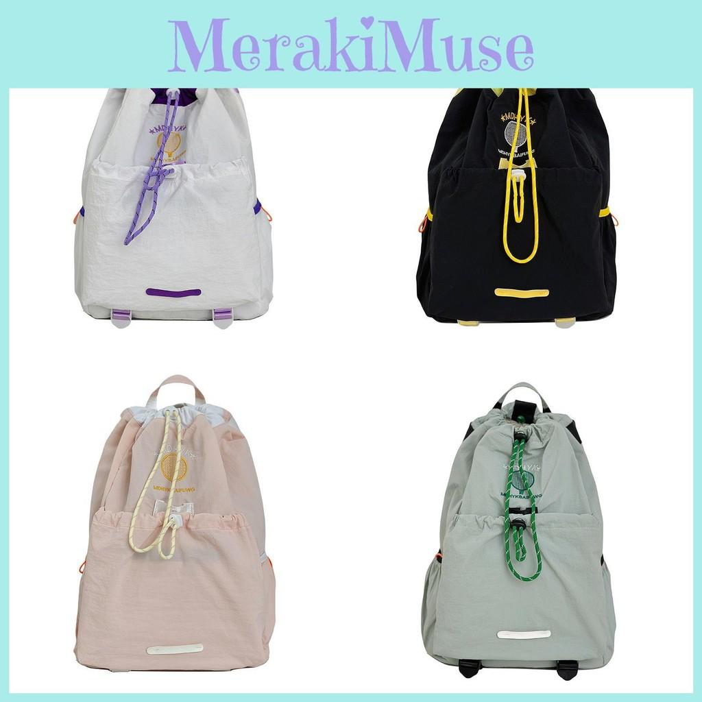 Simple Backpack With Badminton Racket Embroidery And Drawstring Design Daily For