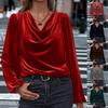 2025 Autumn/Winter V-neck Slim-fit Long-sleeve Gold Velvet Top