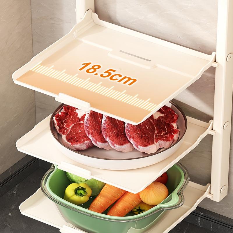 Kitchen Storage Rack - Multi-Functional 2/3 Tiered Wonder Rack With Serving Tray - No Drilling Required Foldable