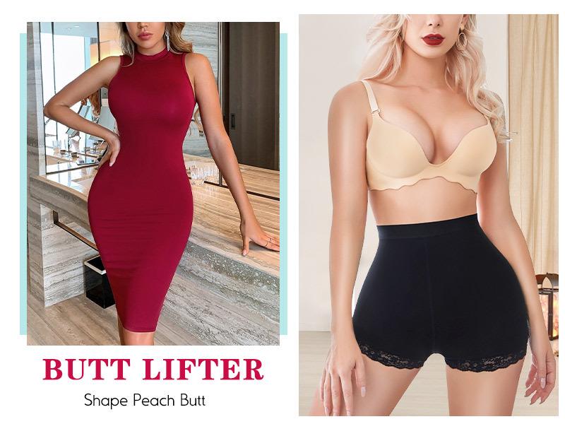 Body Shaping Sports Shorts with Butt Pads & Lace Trim