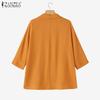 ZANZEA Women Classic Collar Loose 3/4 Sleeve Solid Blouse