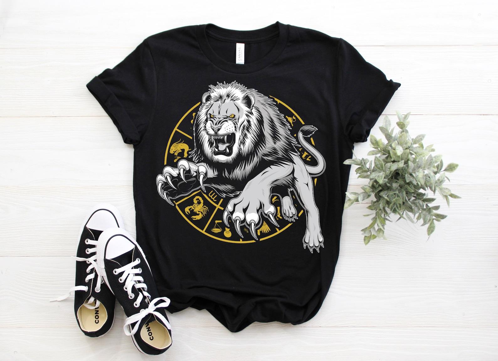 Leo Lion Horoscope Zodiac Astrological Sign T-Shirt, Born On July 23 - August 22 Gifts, Leo Birthday Cool TShirt, Christmas Present Tees, 120