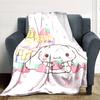 1pc Strawberry Rabbit Blanket Lightweight Flannel Throw for Sofa Bed Travel Camping Livingroom Office Couch Chair