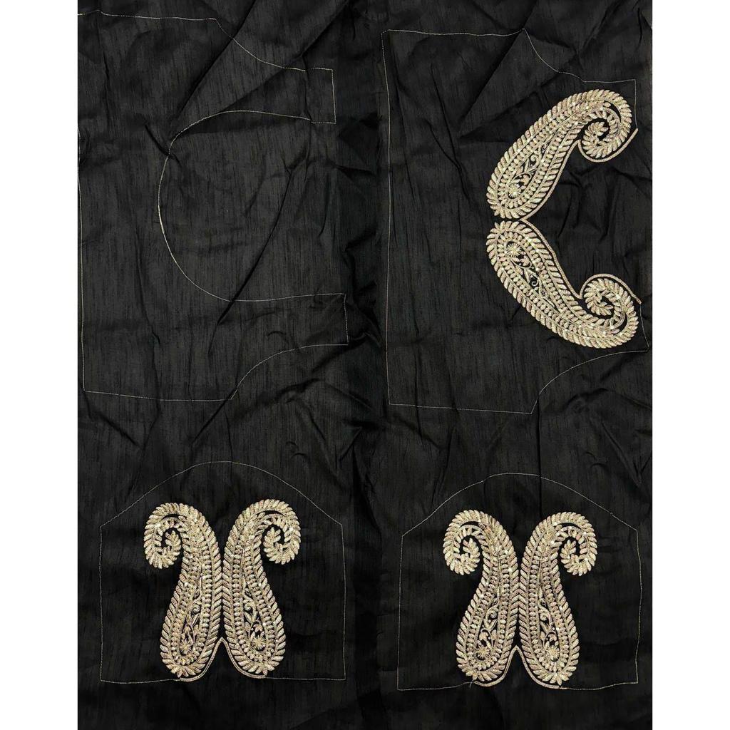 Hochwertiger Rangoli-Seidenstoff mit Zari-Faden am Pallu und 3-mm-Pailletten-Stickerei