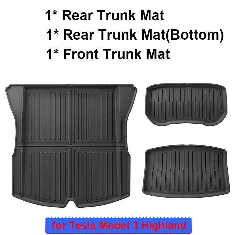 for Tesla Model 3 Highland 2024 Floor Mats Carpet Full Foot Pad Protection Cover TPE Front Rear Trunk Backrest Cushion Blanket