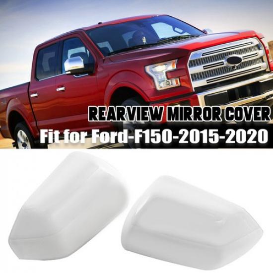 2pcs Replacement Mirror Covers Cap Painted White Fits 2015-2020 Ford F150 F-150