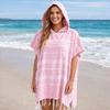 Sand-proof Surf Poncho Stripe Patchwork Bathrobe Quick Dry Hooded Beach Towel  Surfing