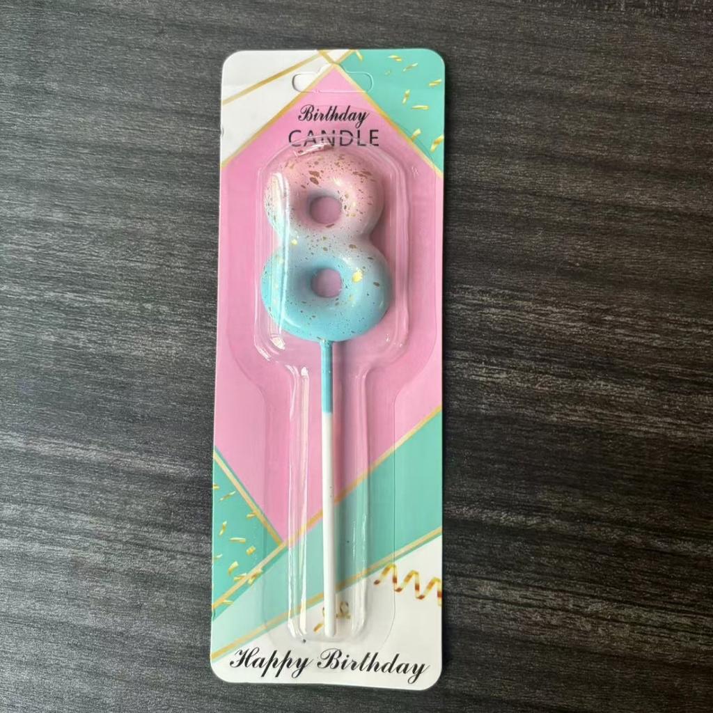 Ins Galaxy Gradient Digital Birthday Candle Ornament Pink Blue Purple Layout Party Cake Baking Plug-in Card