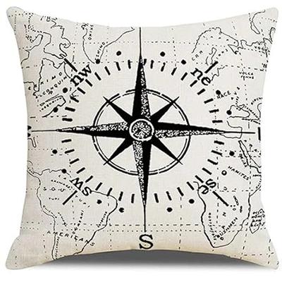 Nautical Dcor Pillowcase Compass And Anchor Cushion Cover Marine Style Home Dcor Linen Pillowcase 45X45Cm