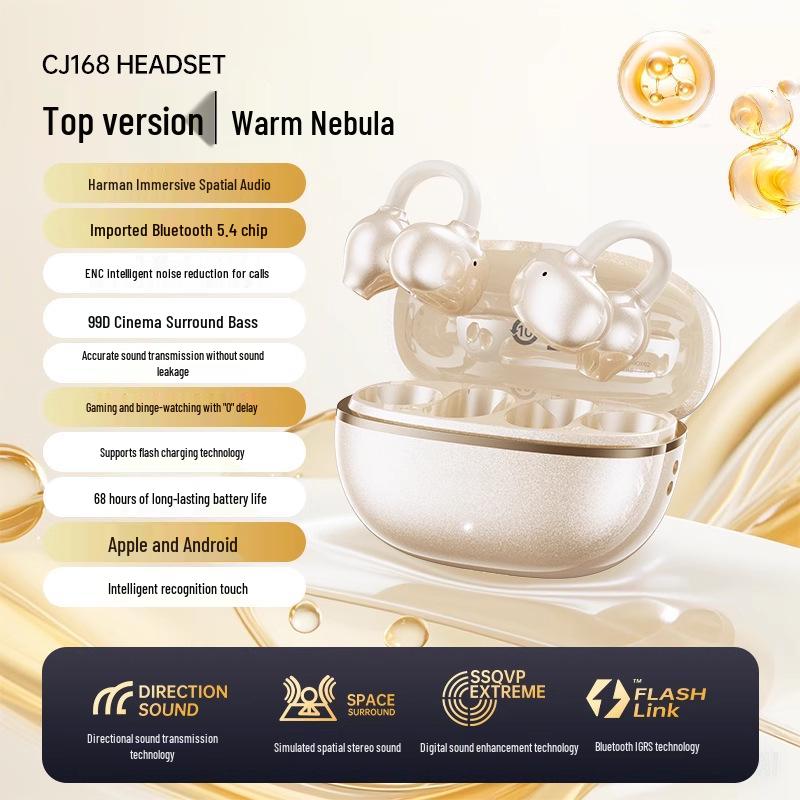 M91 Bone Conduction Open-Ear Bluetooth Headphones, Clip-On, Digital Display, Long Battery Life, Compatible with Huawei, 2025 Model.