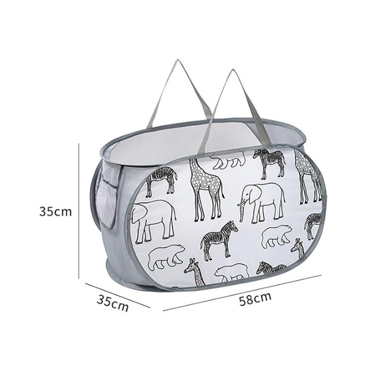 1Pc Cartoon Foldable Laundry Basket Large Capacity Organizer Basket For Household Dirty Clothes Nylon Mesh Bag For Toy Storage