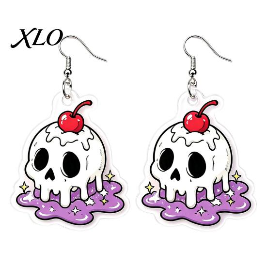 Casual Daily Wear 1 Pair Acrylic Halloween Earrings for Women, 2D Flat Cute Cartoon Creative Holiday Jewelry Ghost Skull Dangle Drop Earrings,