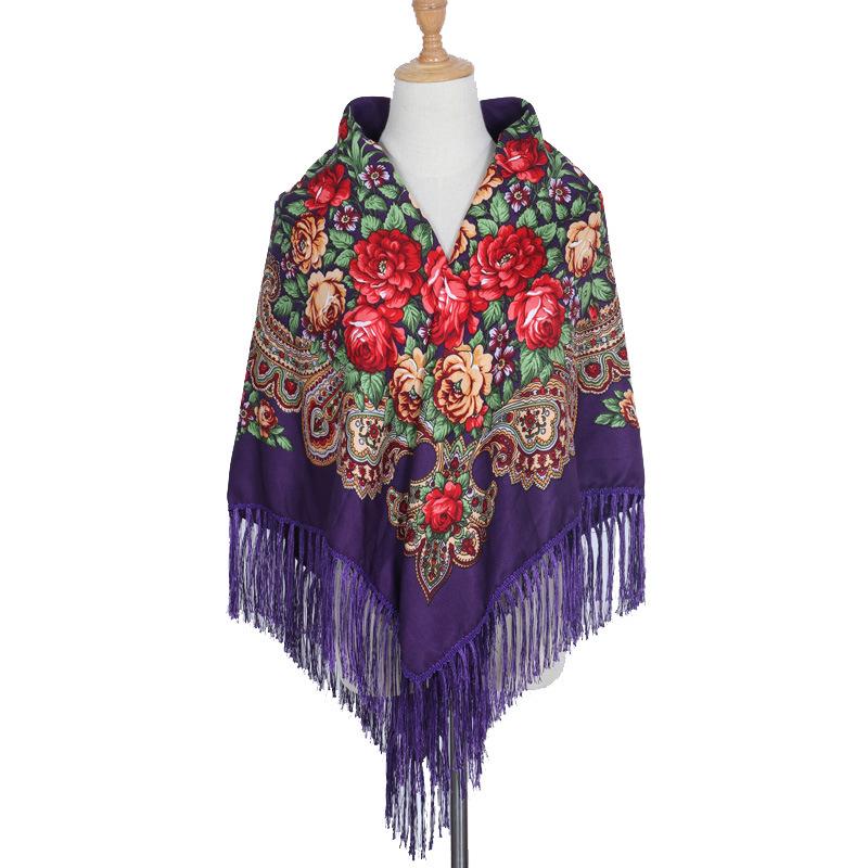 Ethnic Cheongsam Shawl: Russian Print Square Scarf Headscarf