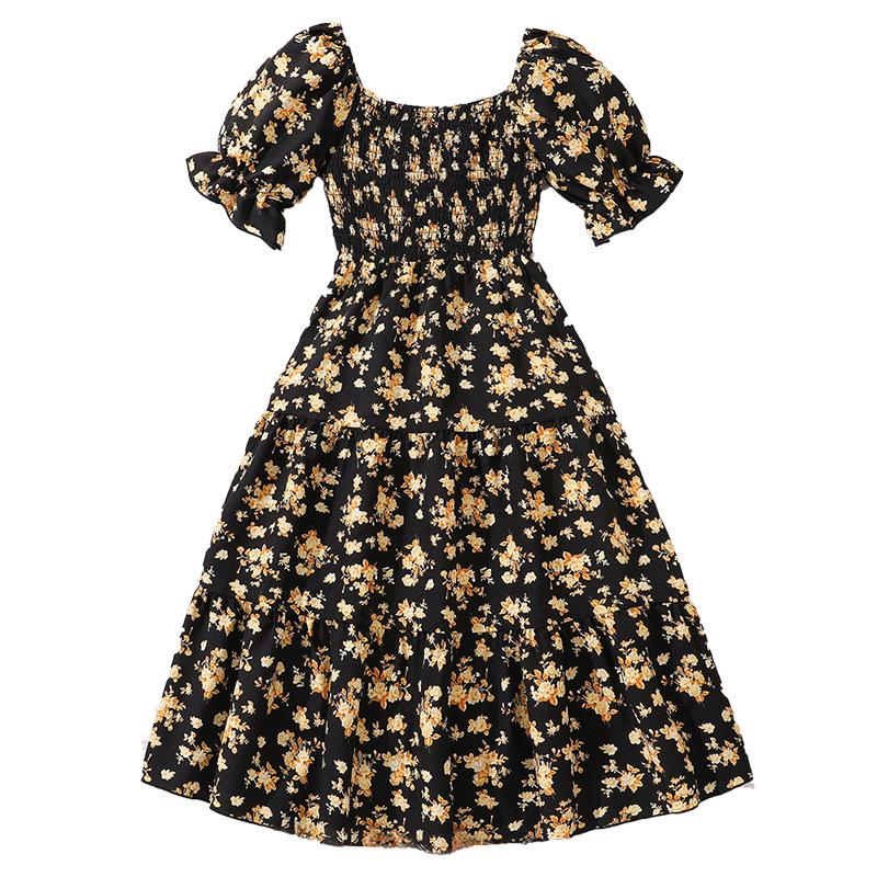Mädchen Modekleid 2025 Sommer Lässig Floral Kurzärmeliges Kleid für Kinder