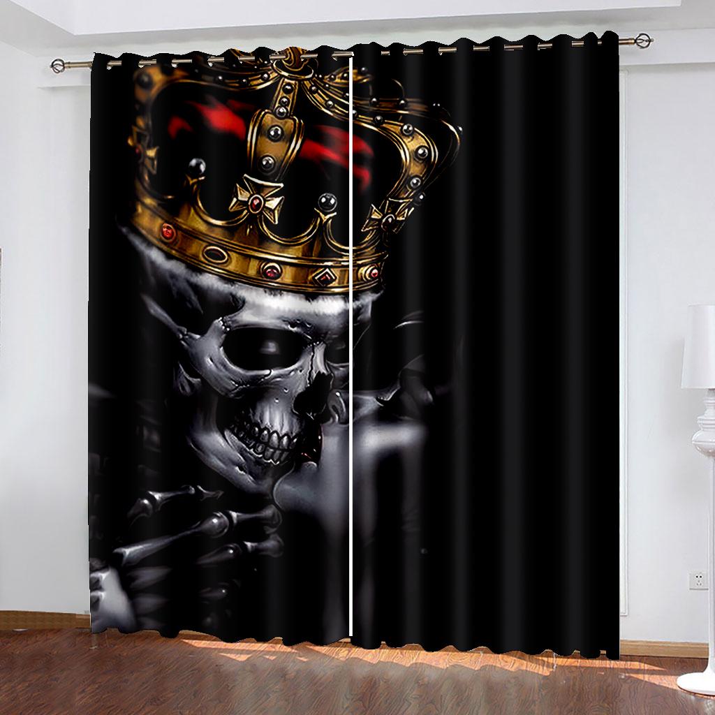 Sexy Skull Couple Elegant Bedroom Curtains for Living Room Bedroom Skull Window Curtain Shading Kitchen and Thermal Insulation