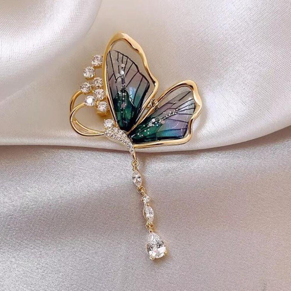 Rhinestone Brooches Dragonfly/Butterfly Shaped Jewelry Pin Suit Collar Pins  Women Girls