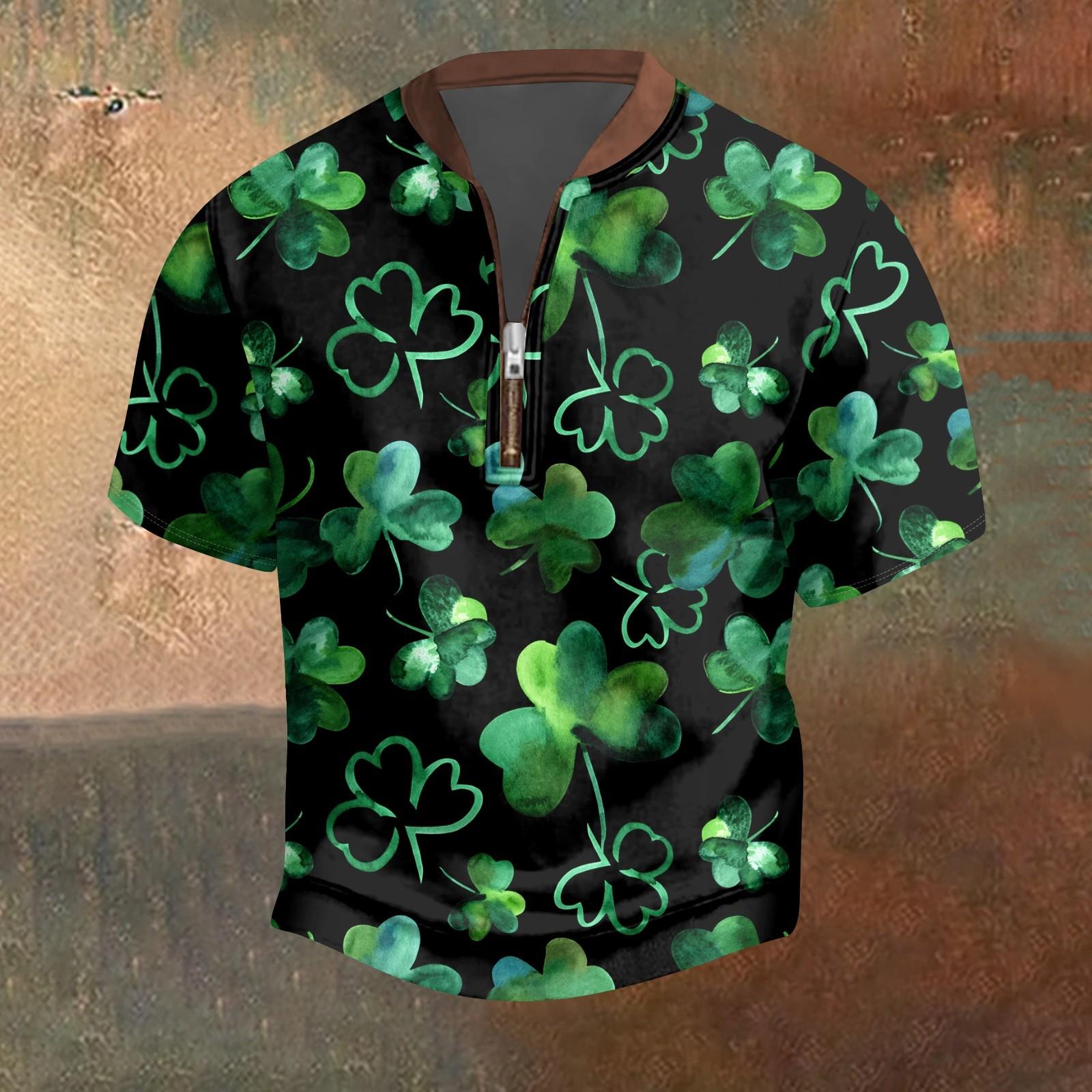 

Мужская повседневная футболка с застежкой-молнией на половину длины и короткими рукавами S