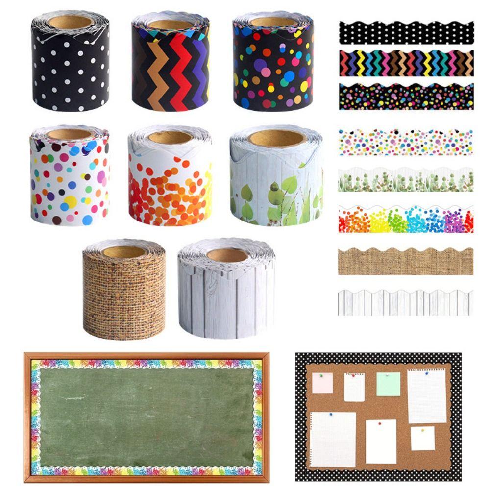 Colored Wavy Edge Paper DIY Wall Decoration Poster Border Stickers  for Classroom Board Home Party