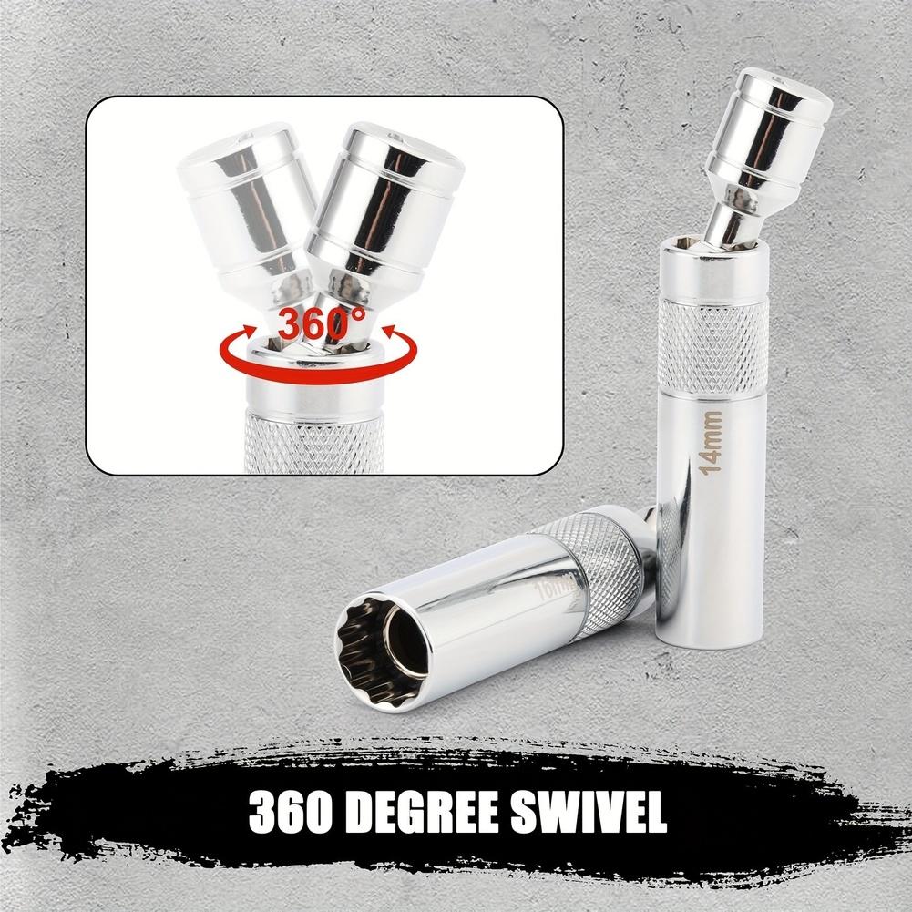 10Pc Magnetic Swivel Spark Socket Set 3/8 Inch Chrome Vanadium Extension Bar For Deep Well Nut Removal Auto Repair Tools