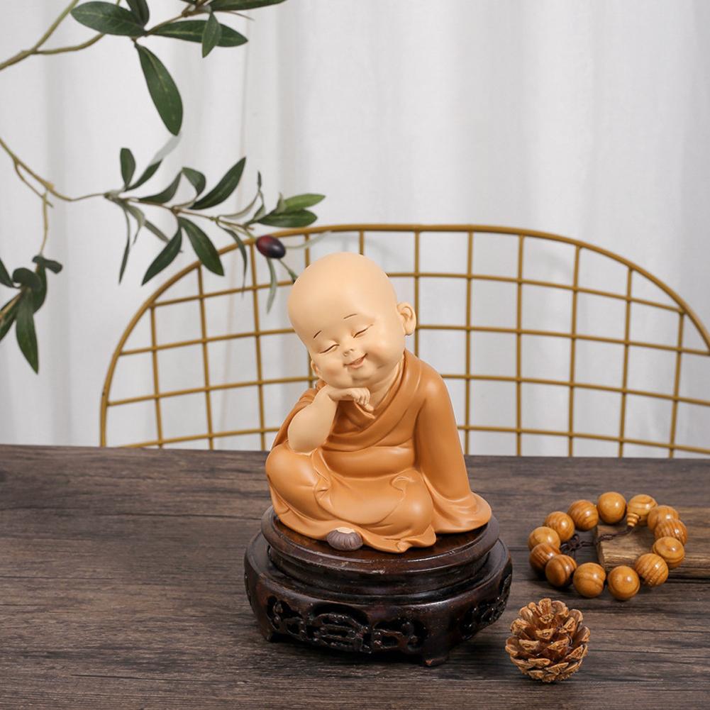 Car Small Monk Buddhist Statues Ornaments Resin Buddha Figurine Sculpture Handmade Miniatures Room Decoration Crafts Gifts