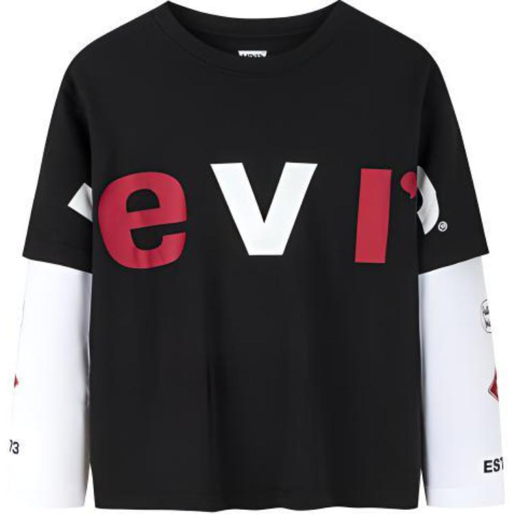 Levis Kids Футболка с длинным рукавом под две части Черный Красавчик Подростковые детские топы LV2312064GS-002 XL