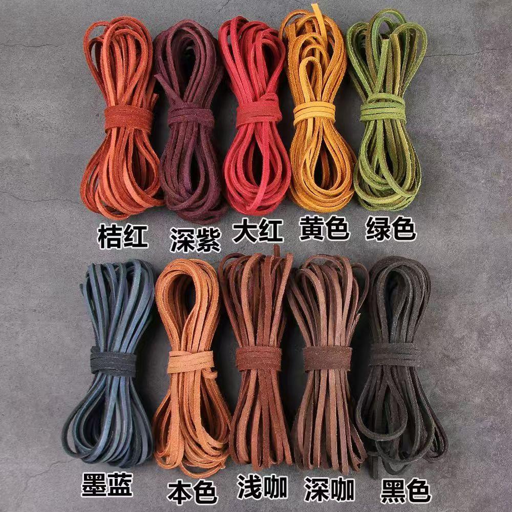 Corda Sottile Piatta in Vera Pelle di Mucca Scamosciata, 5 Metri, 3x2mm, Filo per Braccialetti Fai-da-te, Collane, Corda per Appendere, Cordino Decorativo, Accessori