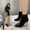 Short boots women's 2026 new rhinestone Korean version versatile fashion back zipper slim heel women's shoes