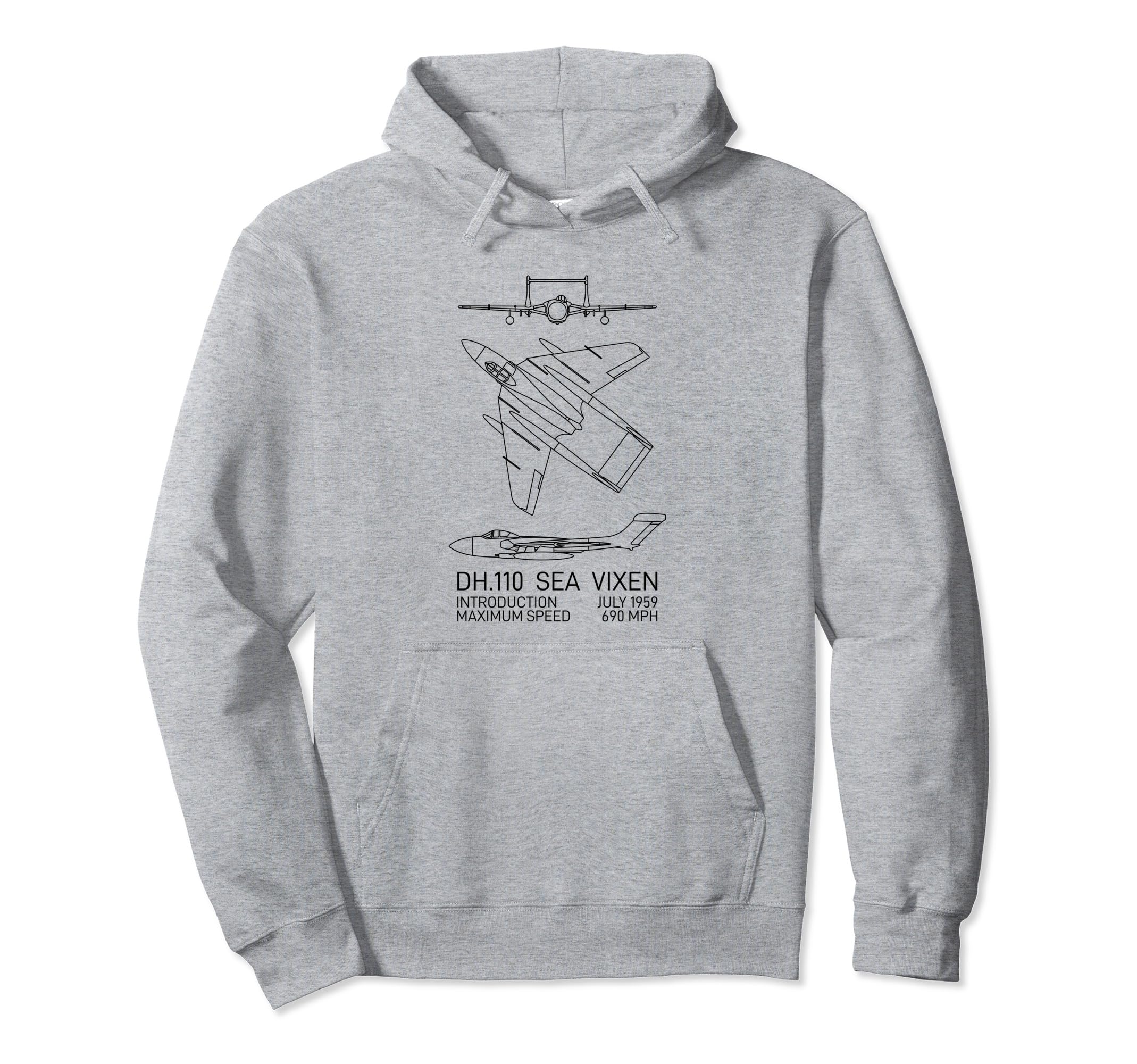 

Sea Vixen British 1950s Jet Plane Blueprint Infographic Hoodie