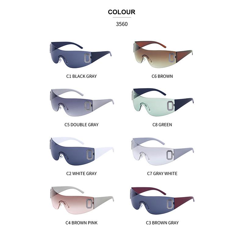 Retro Frameless Windproof Sunglasses Women'S Personality Street Trend Large Frame Sunglasses Women'S Glasses