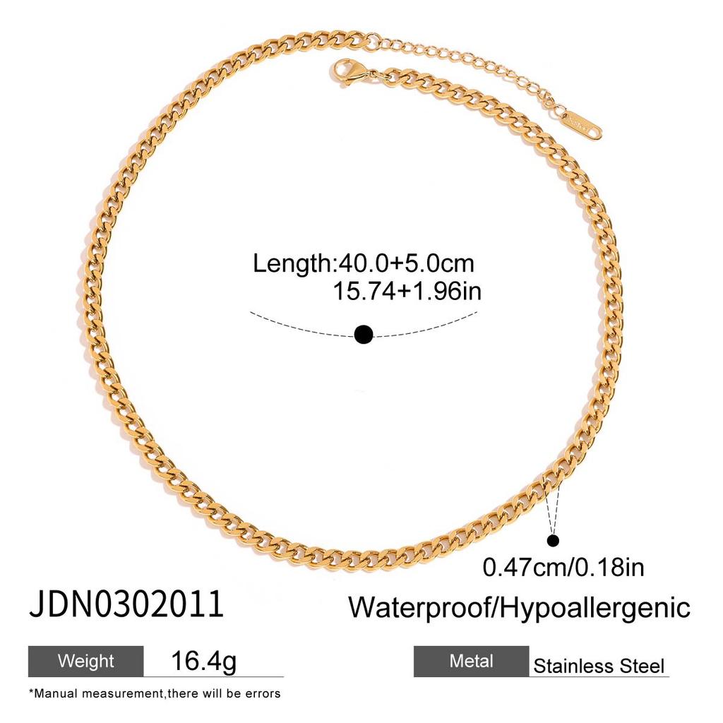 Uworld Simple Classic Zircon Serpentine Necklace 18K Gold Color Plated Stainless Steel Serpentine Chain Stackable Chain Women's