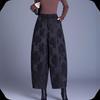 Chinese Style Jacquard Anti-Aging Down Cotton Pants for Middle-Aged Women - Autumn/Winter Cropped Casual Boots