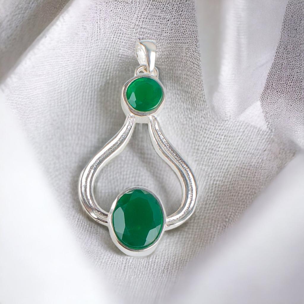 925 Sterling Silver Multi Gemstone Fashionable Jewelry Pendant 1.51" For Gift CP-4