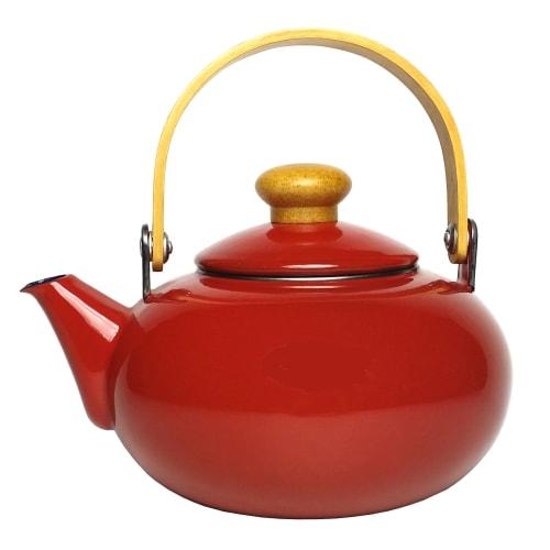 Maekawa Metal Miyabi Enamel Kettle, 2.0L, Red
