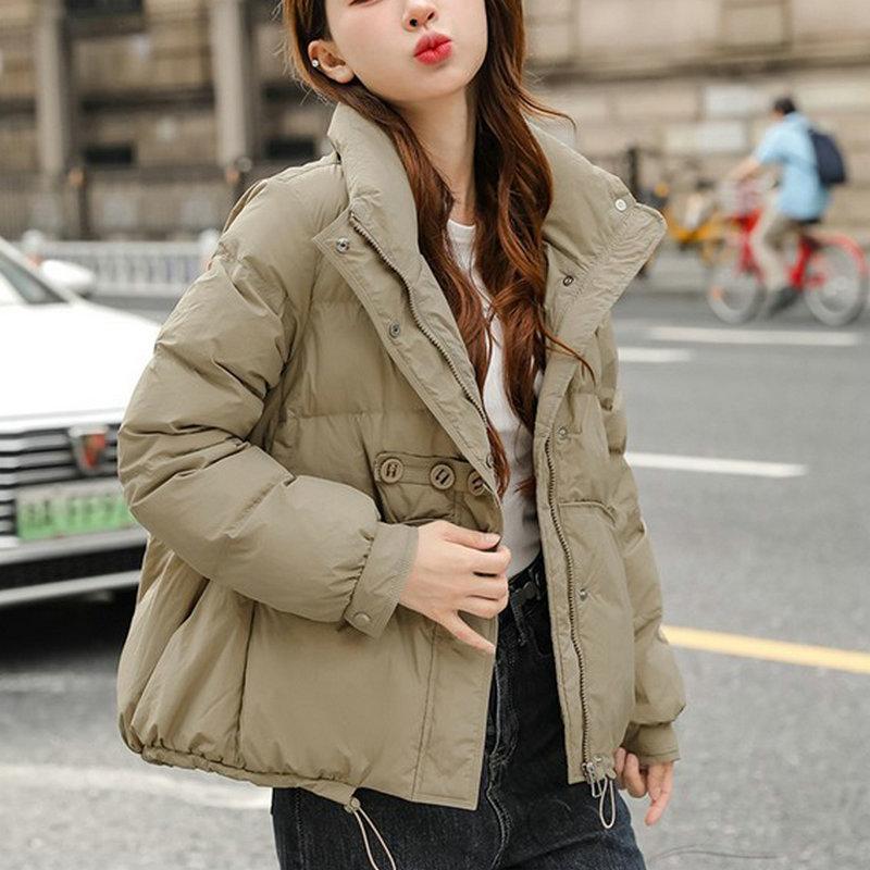 Down jacket short autumn and winter new casual women's white duck down stand-up collar jacket