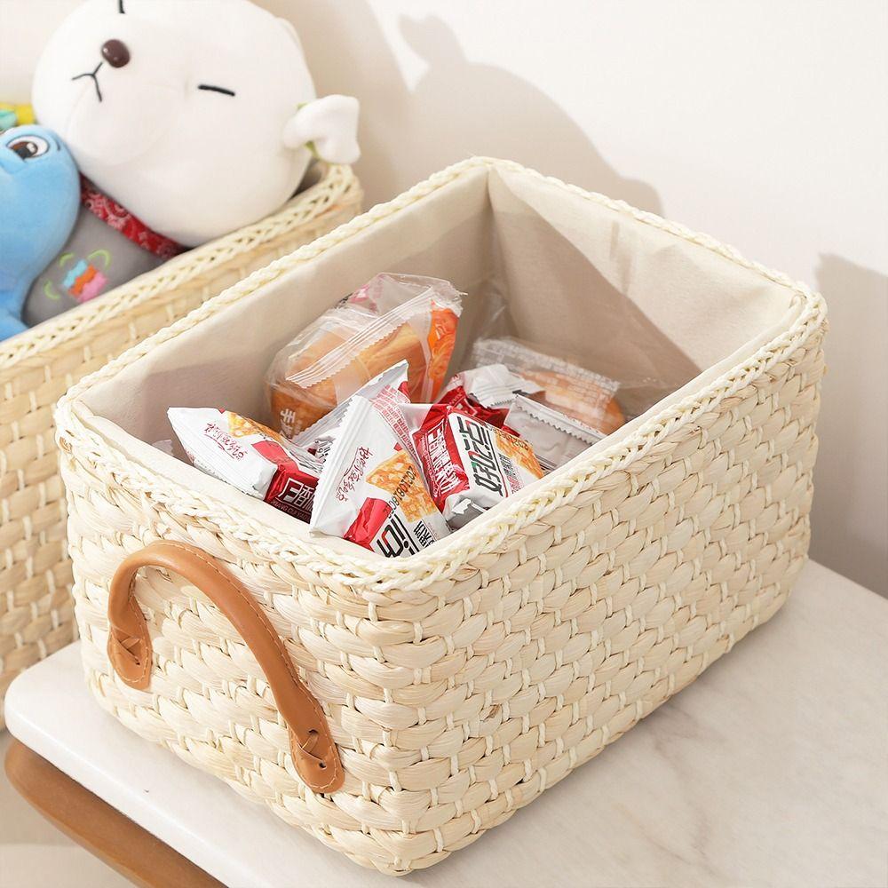 1Pcs Rattan Woven Wicker Basket Kitchen Organizer Seagrass Bins New Storage Basket