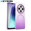 KEYSION Luxury Gradient Glitter Magnetic Phone Case for Redmi 14C Transparent Hard PC Shockproof Back Cover for Xiaomi POCO C75