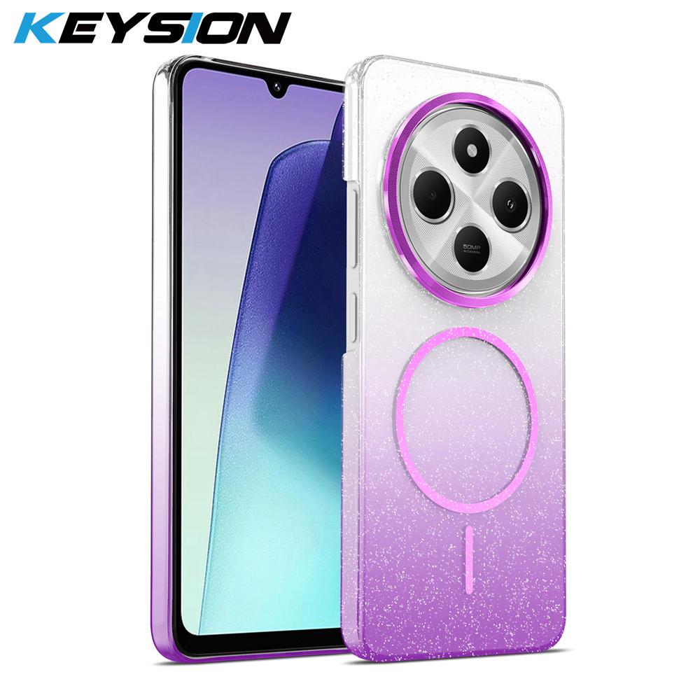 

KEYSION Роскошный градиентный блестящий магнитный чехол для телефона для Redmi 14C Прозрачная жесткая ПК Противоударная задняя крышка для Xiaomi POCO C75 for Redmi 14C фиолетовый