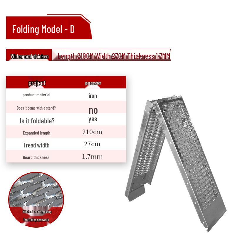 Folding Motorcycle Trailer Ramp with Ladder Steps