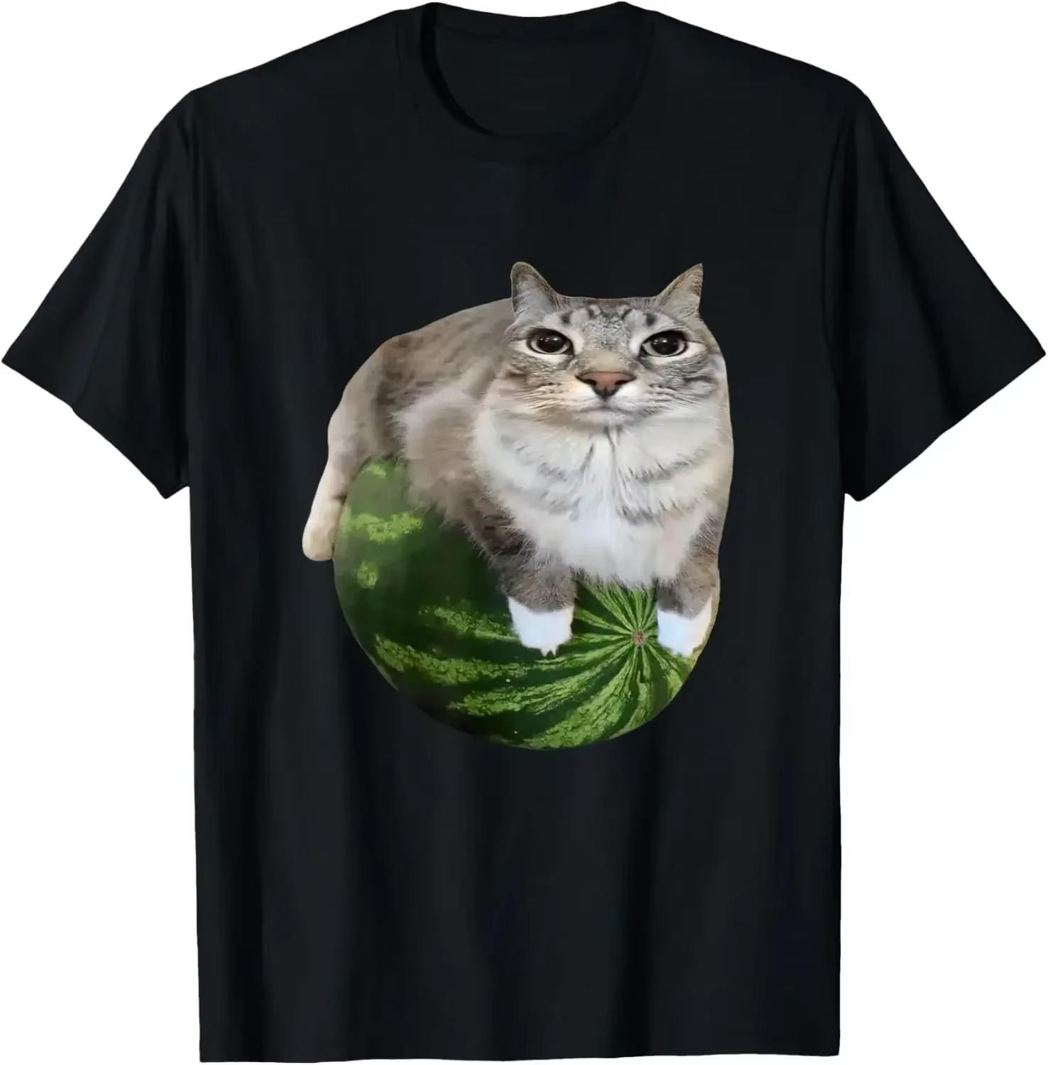 

Watermelon Cat Silly Cat Meme T-Shirt A Hilarious Watermelon Print Shirt Is A Stylish Men Women Clothing Harajuku Graphic Tshirt S