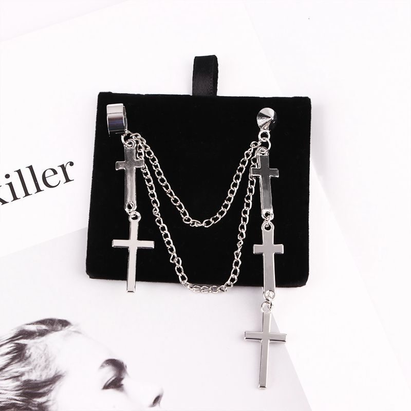Punk Cross Drop Earrings With Alloy Metal For Womens Fashion Accessories