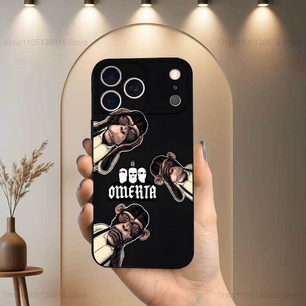 Singer 47 O-Omerta M-Maes Pouzdro na telefon Pro iPhone 17,16,15,14,13,12,11 Plus,Pro Max,XS,X,XR,SE,Mini,8,7,Měkký silikonový černý kryt