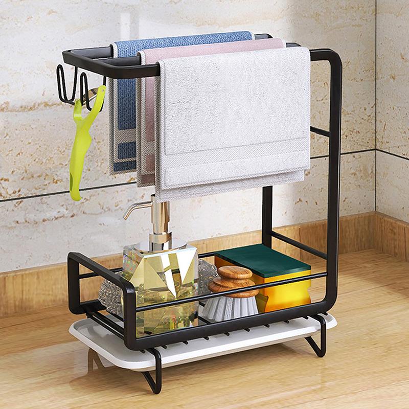 Kitchen Drain Rack Organizer Kitchen Sink Utensils Holder Drainer Storage Shelf Sponge Dishcloth Towel Rack