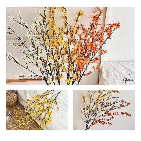 45 Inch Artificial Forsythia Flower Branches Fake Spring Forsythia Stem Faux Winter Jasmine Branches for Vase Floral Arrangement Party Home Decoration