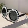 Retro Round Design Shades Women Chic White Pearl Decor Sunglasses Original Brand High Quality Vacation Beach Sun Glasses