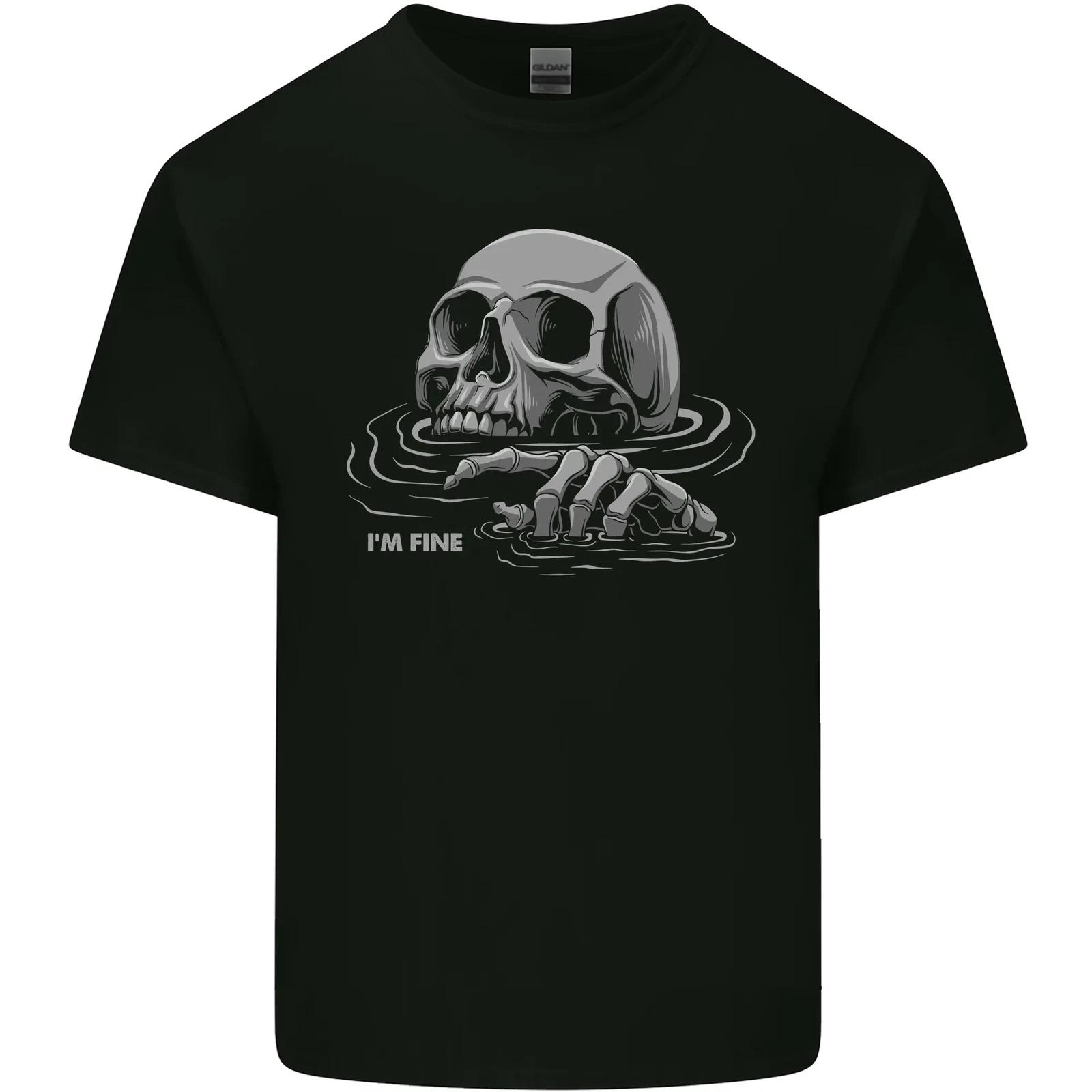Drowning Skull Im Fine Kids T-Shirt Childrens S